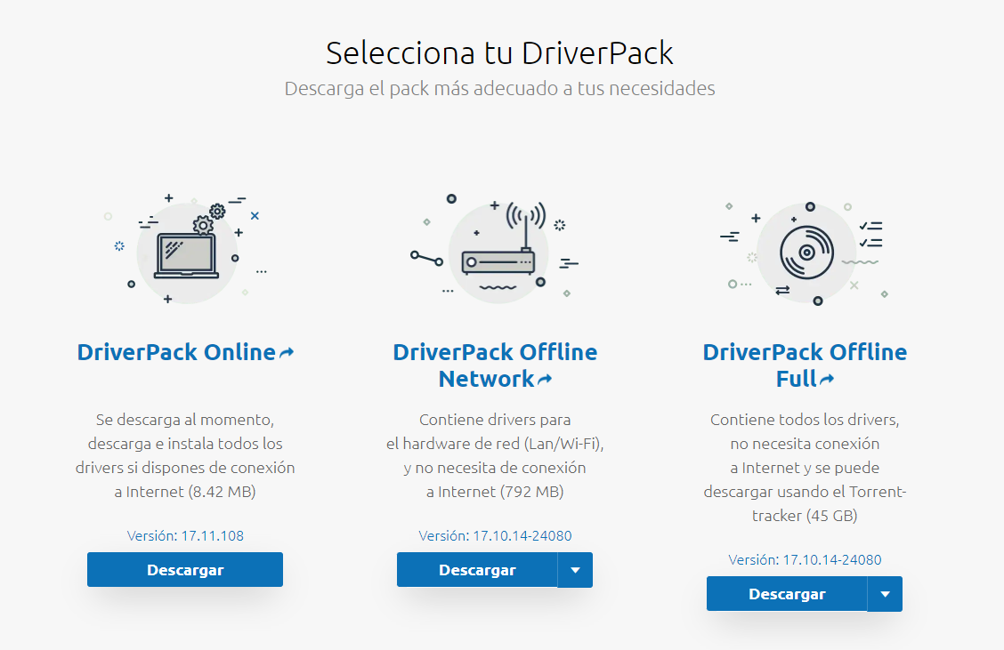 driverpack versiones